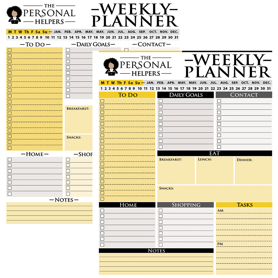 weekly planner for daily personal organization and time management