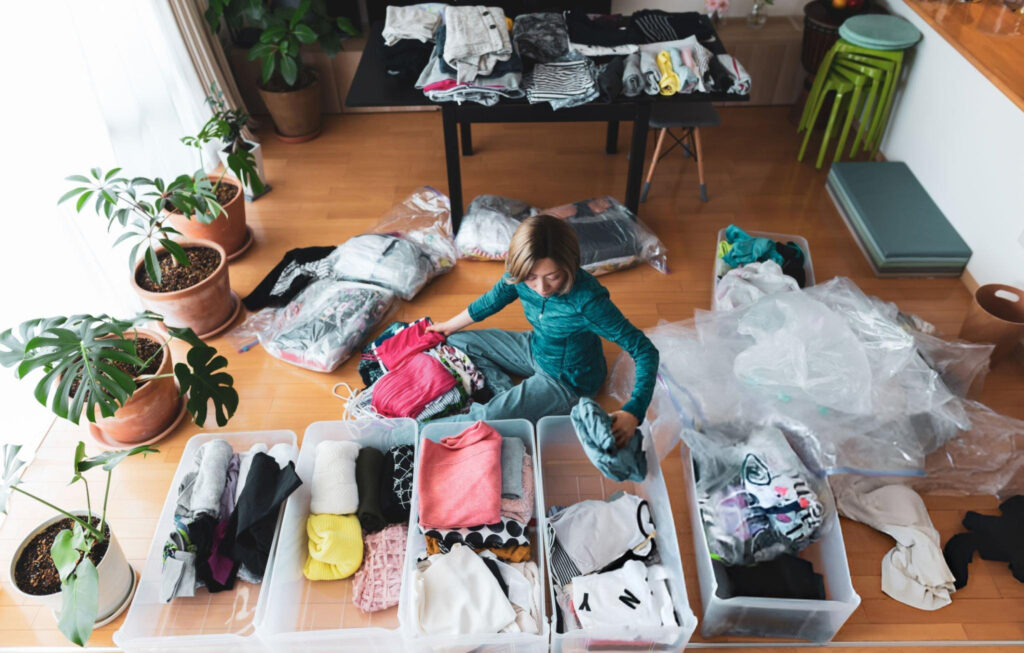 woman organizing clothes